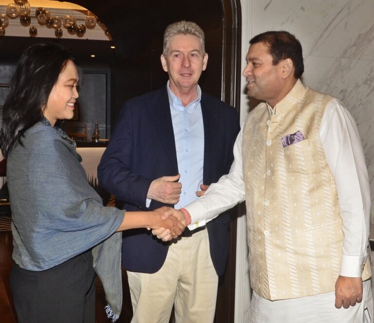 Sundeep Bhutoria with Fransisca Budayanti and Bernard Lynch, consul general of Australia in Kolkata