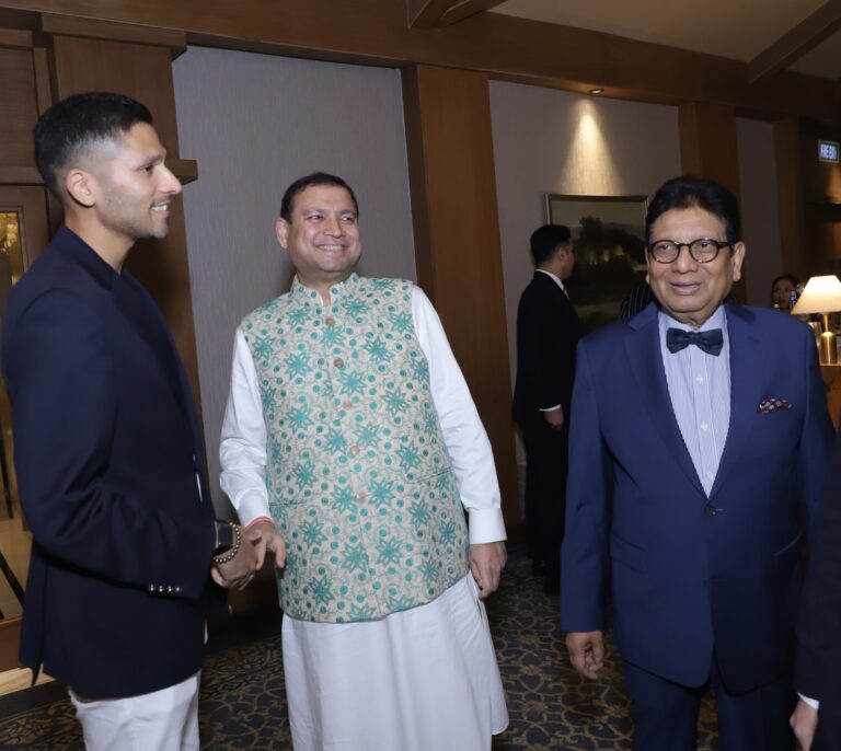 Sundeep Bhutoria with Yameer Adhar (L) and Dr Gurnard Sodhi