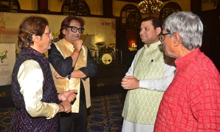Sundeep Bhutoria with the violin brothers and Soumitra Mitra