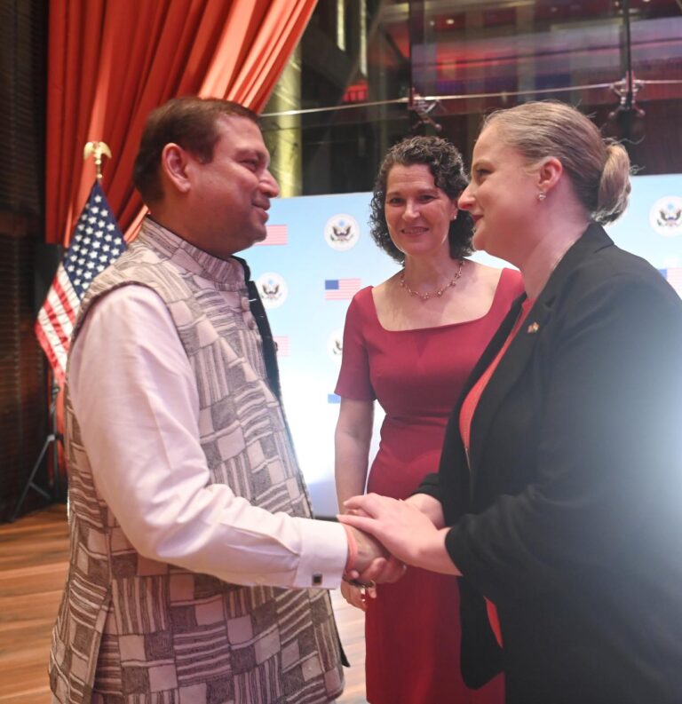 Sundeep Bhutoria with US Consul General Kathy Giles-Diaz and American Centre Director Elizabeth Lee at the Freedom 250 celebrations ‘an exclusive taste of America’ reception