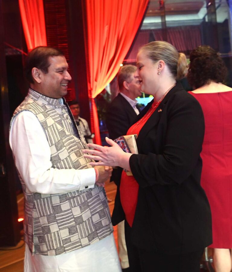 Sundeep Bhutoria with the American Centre Director, Elizabeth Lee, at the Freedom 250 celebrations ‘an exclusive taste of America’ reception
