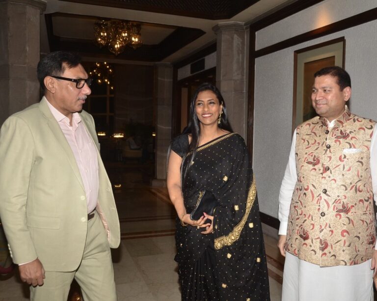 Sundeep Bhutoria with Major General Dinesh Kumar Singh and Deborah Singh