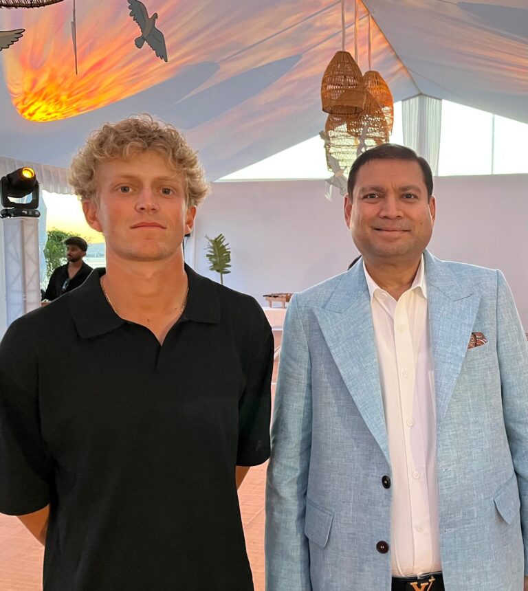 Sundeep Bhutoria with award winning golfer Martin Couvra in Cannes