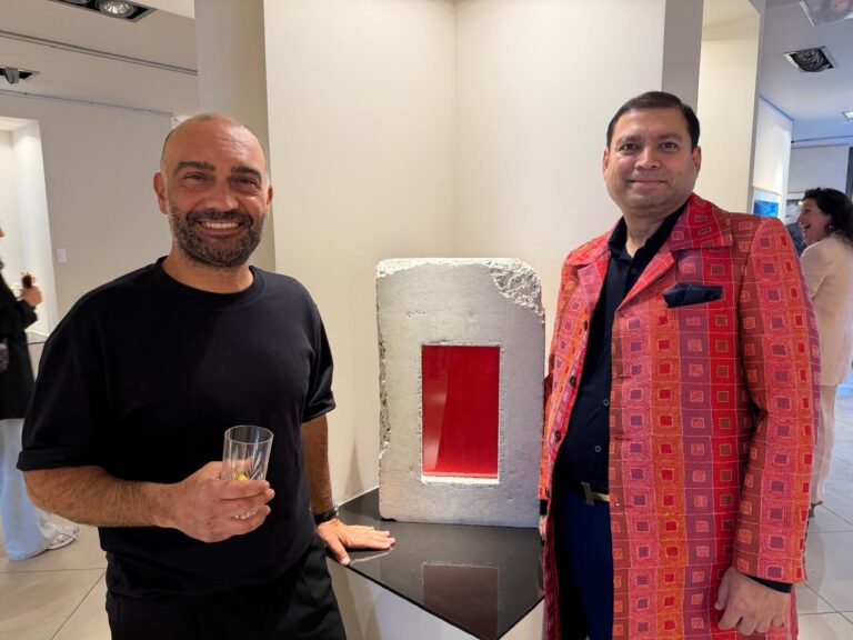 Sundeep Bhutoria with artist Didier Zakine at the exhibition 'We Are All Connected Somehow' in Cannes