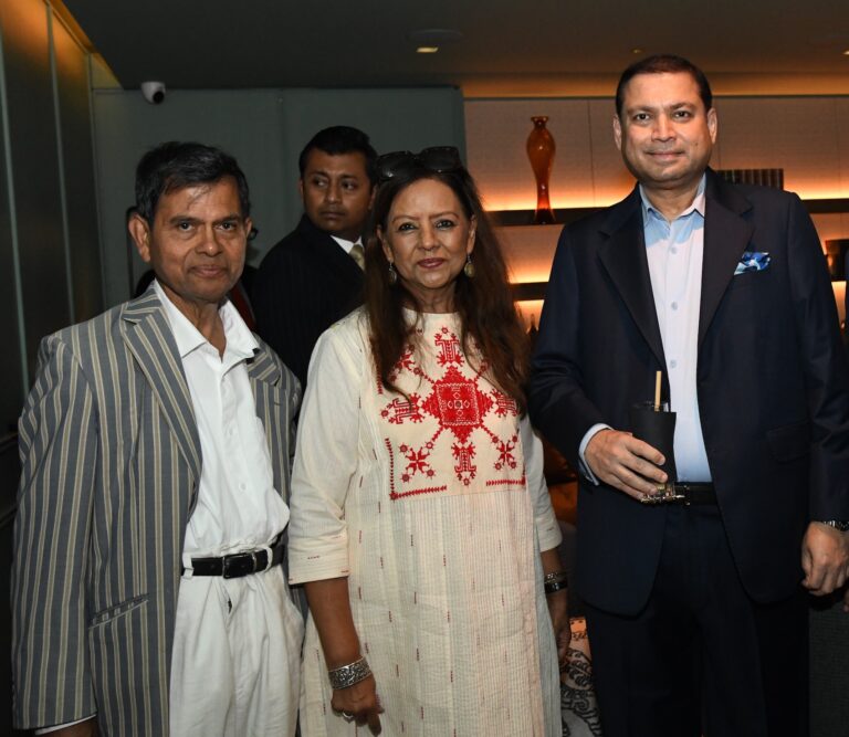 Sundeep Bhutoria with Amit Roy and Sangeeta Dutta