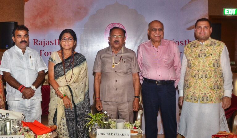Sundeep Bhutoria with (L–R) MLA Vijay Ojha, MLA Roopa Ganguly, Vasudev Devnani, Speaker of the Rajasthan Legislative Assembly, and H.M. Bangur.
