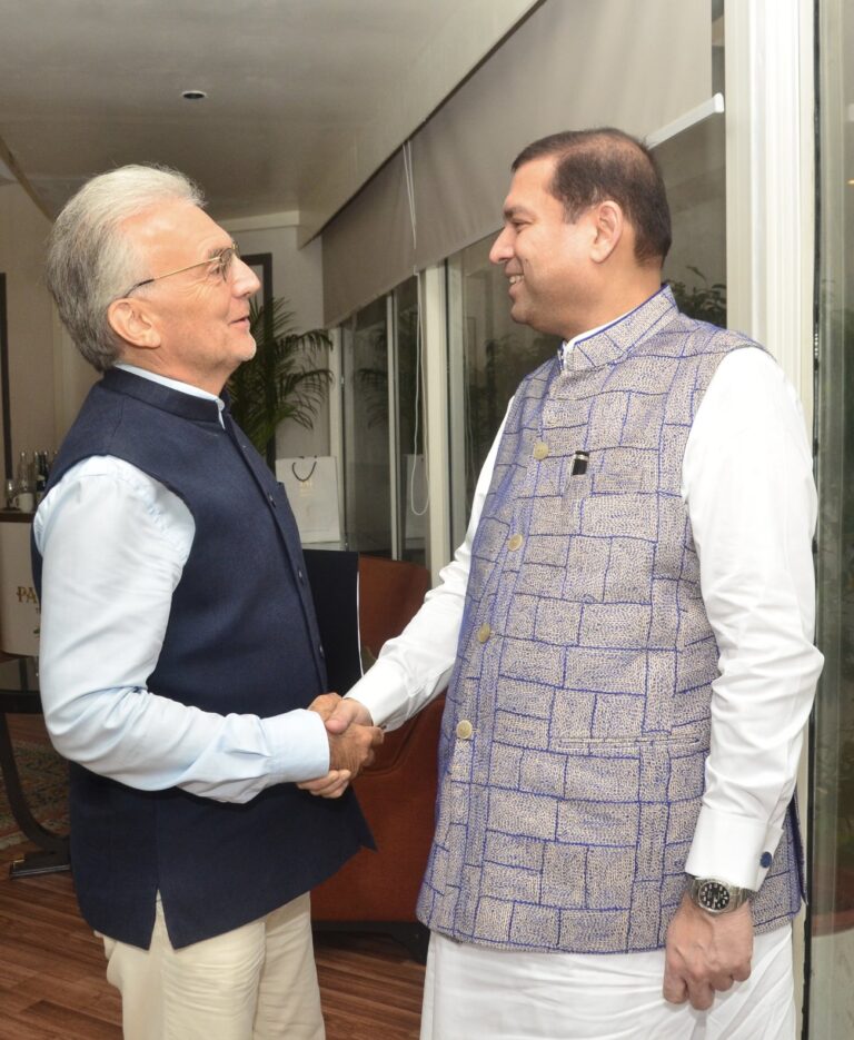 Sundeep Bhutoria with Mathieu Béjot, Regional Attaché for Audio Visual partnerships