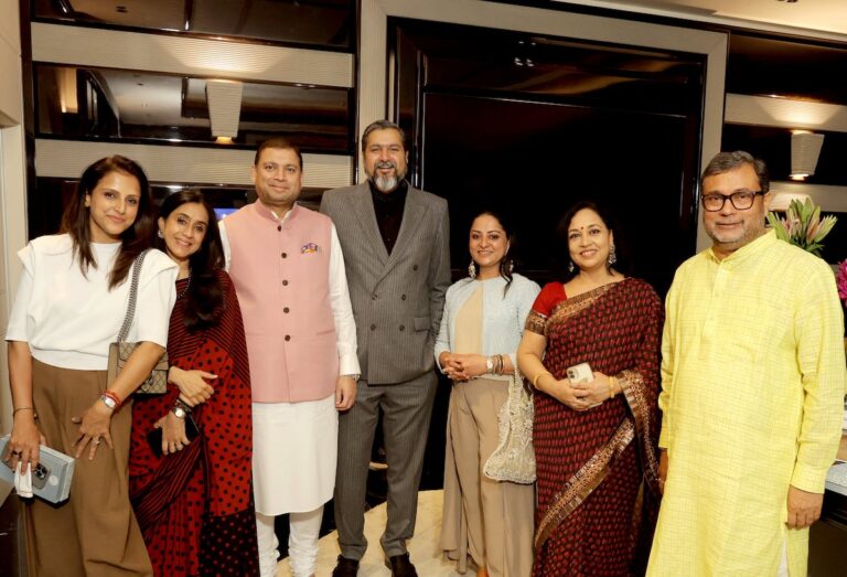 Sundeep Bhutoria with (L-R) Richa Bafna, Apra Kuchhal, Ricky Kej, Isha Gupta Vaish, Vandana Singh and Anant Vijay